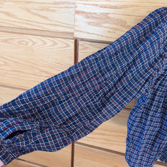 Doen Plaid Blouse in Navy and Red - Picture 6 of 11